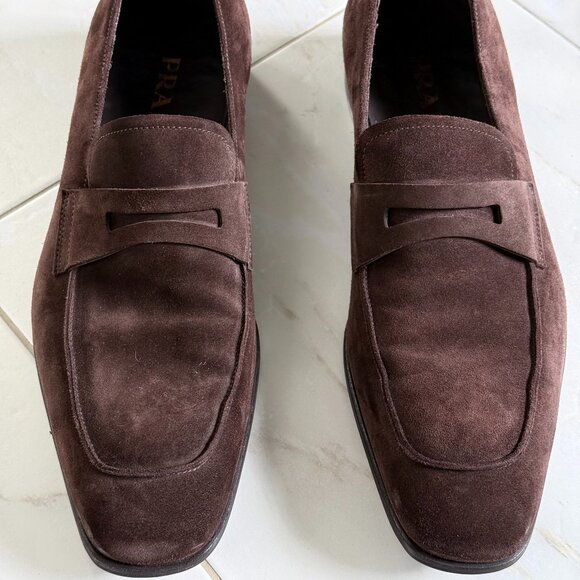Prada Men's Brown Suede Loafers Italian size 8.5(US mens 10-10.5)